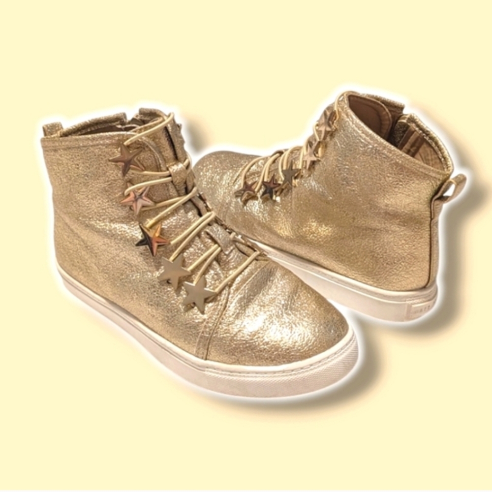 Katy Perry Metallic Gold Kids Hi Top Sneakers 3Y